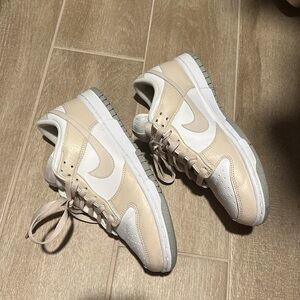 Nike White and Tan Dunk Sneakers